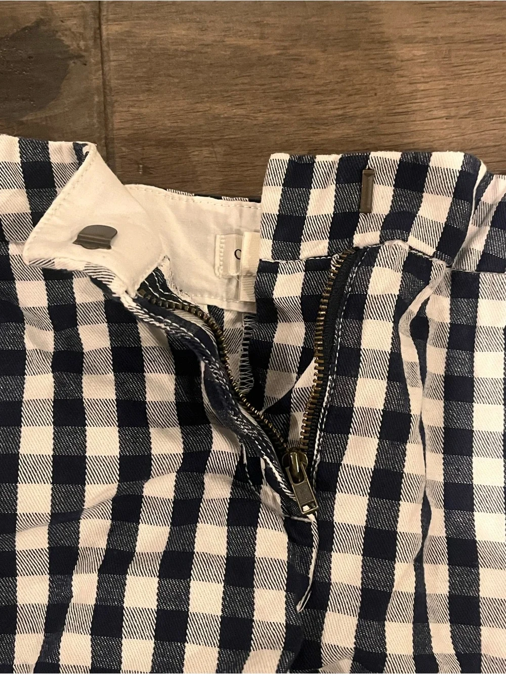 Crewcuts Navy & White Gingham Scalloped High-Waist Shorts